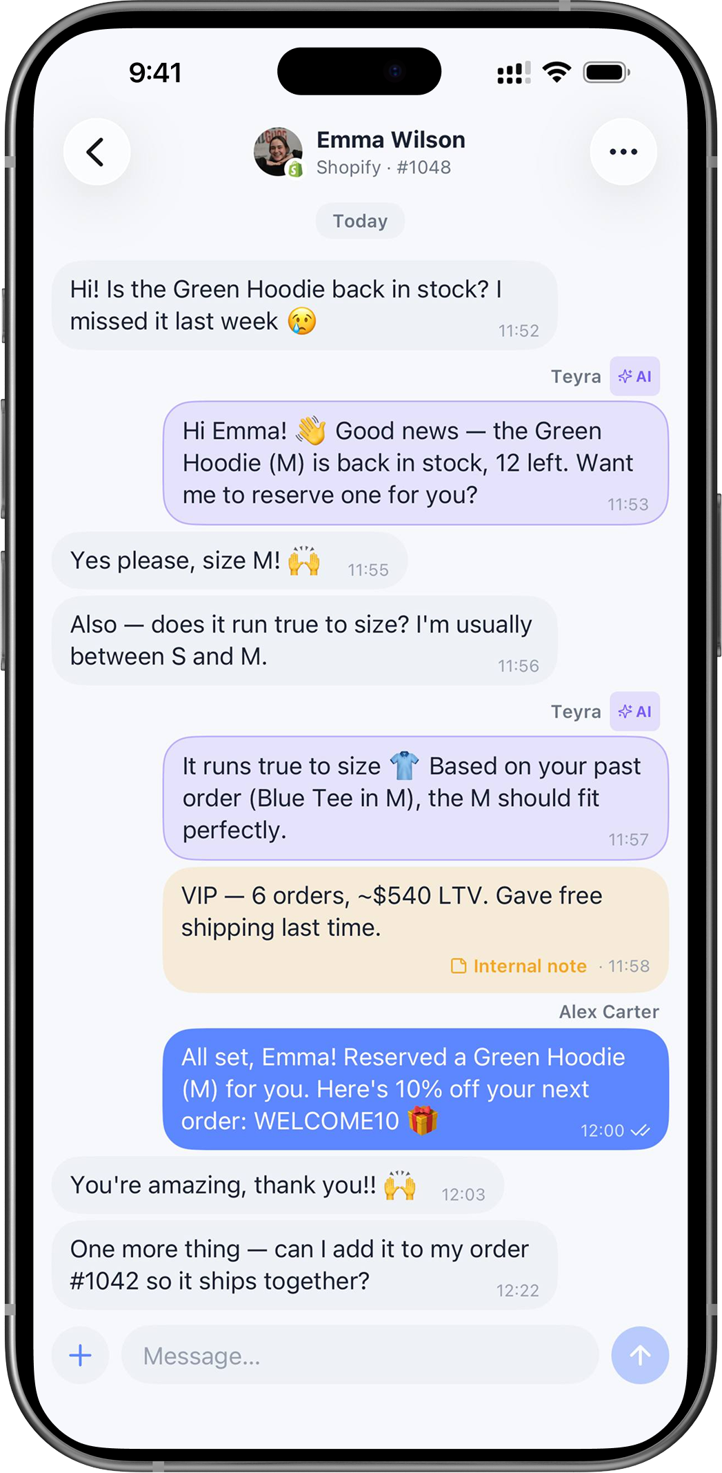 Ticketon mobile app — live chat with AI