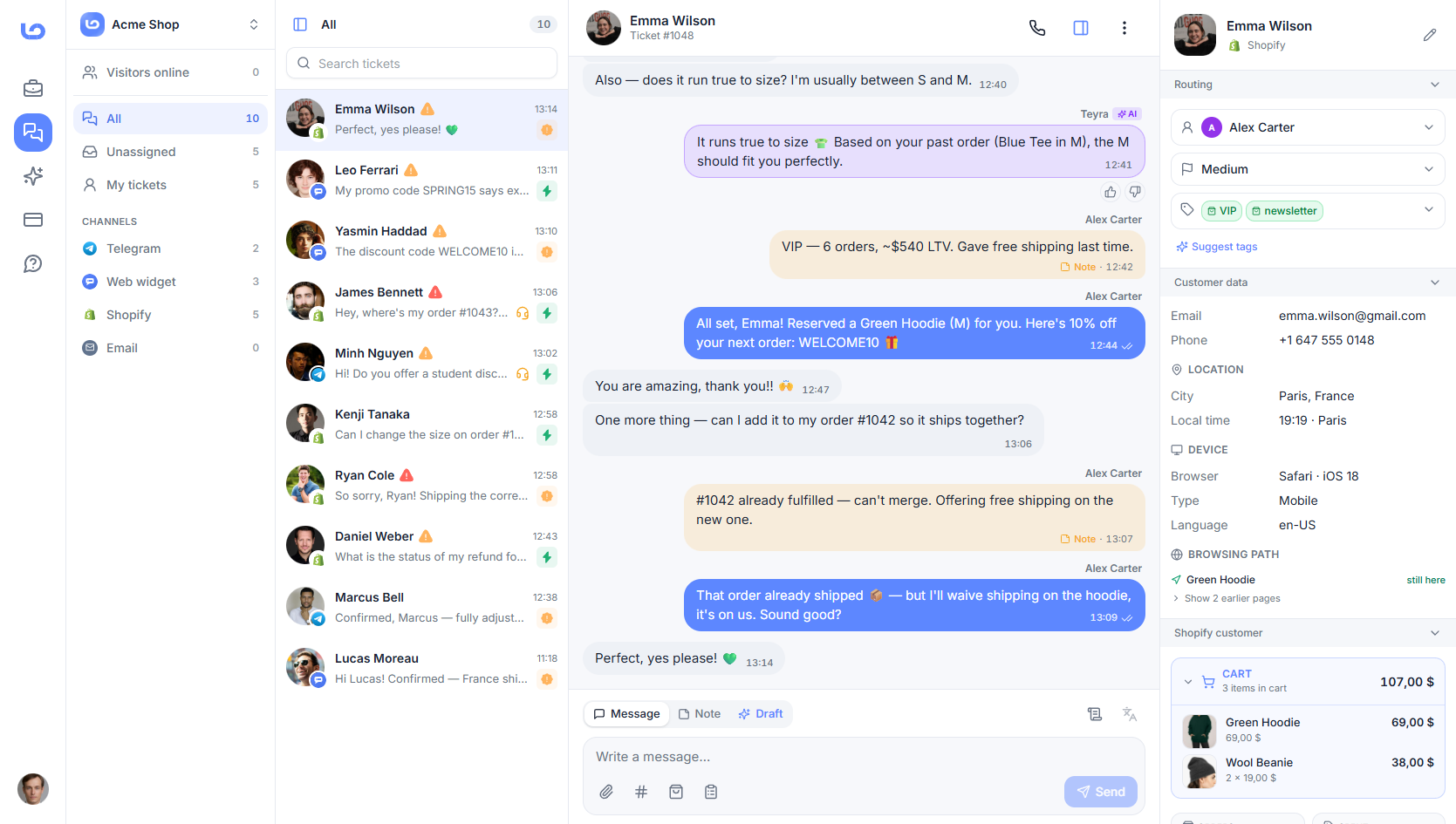 Ticketon — one workspace for every customer conversation